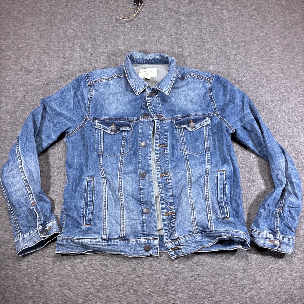 Aeropostale Denim Jacket Women Large Blue Distressed Trucker y2K Grunge